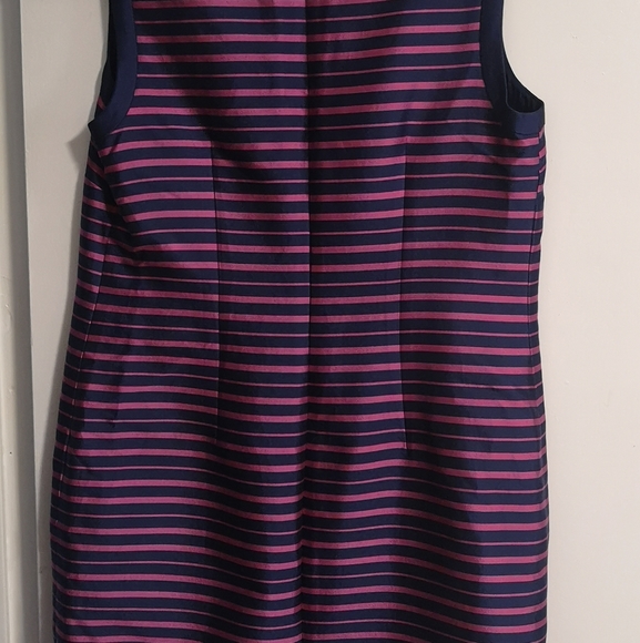 Talbots Pink/Blue Striped Sleeveless Dress Sz4 Cotton/Silk - Picture 4 of 5